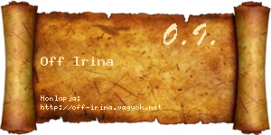 Off Irina névjegykártya
